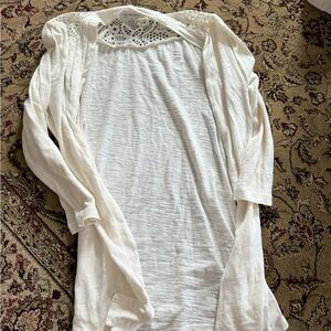 Liz Claiborne Cream Top with Lace Detail